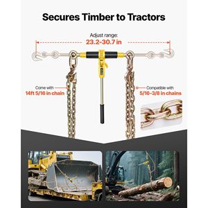 Catene da 8000 libbre per carico di lavoro con cricchetto e raccoglitore di carico 5/16X14 ft G80 nuove catene 2 per traino per fibbie - Product Image 3