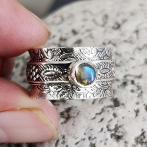 <b>Labradorite</b> Spinner <b>Ring</b> 925 Sterling Silver Handmade Fidget Meditation Jewelry <b>Ring</b> - Product Image 6