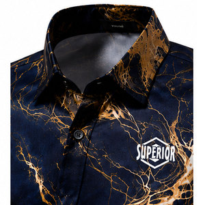 Chemise décontractée imprimée pour homme de qualité supérieure avec motif moderne sur toute la surface, tissu en mélange de coton respirant, coupe classique pour un usage quotidien - Product Image 3