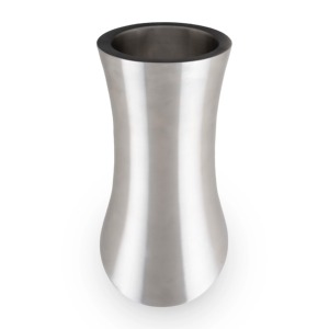 Modern Curved Stainless Steel Single Bottle Wine Chiller For Tabletop Elegant <b>Hourglass</b> Silver Metal Champagne Cooler - Product Image 6