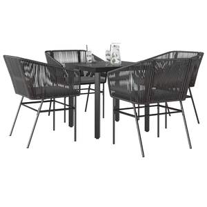 Dark Grey Garden Dining Set 4 Seater Rattan Outdoor Furniture Contemporary Weather Resistant Metal <b>Frame</b> - Product Image 1