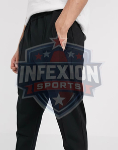 Men's Black Sweatpants Elastic Waist Side Pockets Casual Midweight Polyester Autumn Wear - Product Image 3