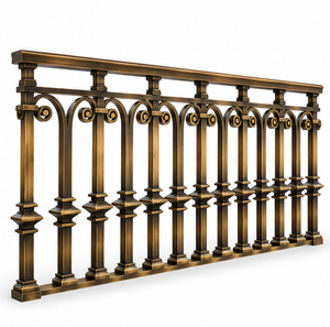 Barandilla Clásica de Bronce con Motivos de Espiral Rizado, Collares Escalonados y Pasamanos Decorativos para Escaleras - Product Image 2