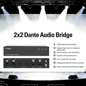 Konverter Audio Dante 2x2 XLR Analog ke Digital dengan DSP PoE+ 48V Phantom Power XLR <span class=keywords><strong>2</strong></span> masuk <span class=keywords><strong>2</strong></span> keluar Jembatan Jaringan Dante AES67 - Product Image 1