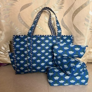 Conjunto de Bolsas de Lona Azul con Estampado, Cierre de Cremallera, Resistentes al Agua, Accesorios de Viaje, Estilo Moderno, para Todas las Temporadas - Product Image 1