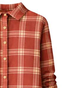 Vestido Camisero a Cuadros Color Óxido para Mujer, Personalizado, Manga Larga, Cierre de Botones, Corte Holgado Informal, Tejido de Algodón, con Bolsillos, para Uso Diario - Product Image 5