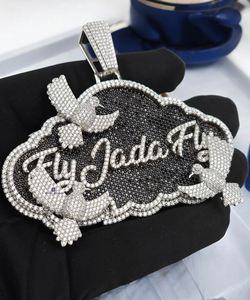 Pendentif personnalisé de luxe serti de diamants avec moissanite noire, collier de bijoux hip-hop - Product Image 5