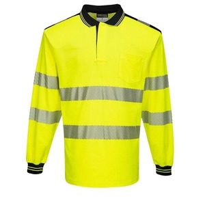 Camiseta Polo de Manga Larga de Alta Visibilidad con Bandas Reflectantes, Diseño Multibolsillos, Ropa de Trabajo Protectora de Alta Visibilidad para Hombre - Product Image 1