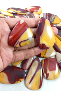 Mookaite Jasper Cabochons Natural Loose Gemstones Yellow/<b>Red</b> Third Party Certified for DIY Jewelry Making Wholesale Bulk - Product Image 4