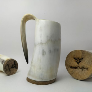 Taza de Cuerno Natural Hecha a Mano, Taza para Beber de Cuerno de Búfalo con Acabado Rústico, Taza de Cerveza para Bar en Casa y Uso al Aire Libre - Product Image 2