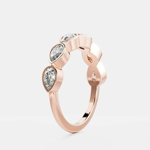 1.50 CT East West Pear Lab Grown <b>Diamond</b> Half Eternity <b>Ring</b> 14K Solid Yellow Gold Bezel Set Stacking Band Wedding <b>Ring</b> - Product Image 5