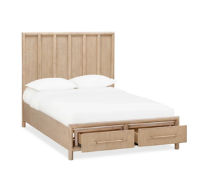 Cadre de lit plateforme minimaliste en teck massif moderne avec tiroirs de rangement, taille King, garantie de 3 ans - Product Image 1