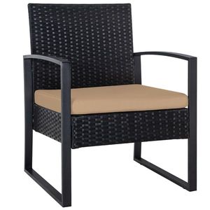 Set di Mobili da Esterno in Rattan PE Nero a 3 Pezzi con Cuscini Lavabili Inclusi - Divano Componibile - Product Image 6