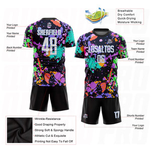 Custom Graffiti Pattern White <b>Light</b> Blue Sublimation Soccer Uniform Jersey Breathable Athletic Football Kit Personalized Team - Product Image 5