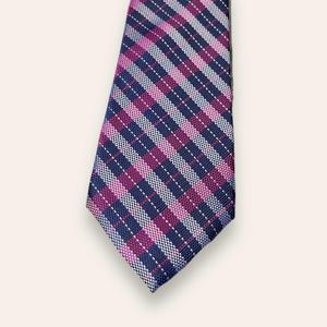 Corbata de Hombre a Cuadros Azul y Rosa, Poliéster Premium |   Corbata Formal para Boda o Negocios |   Accesorio de Moda con Patrón Clásico a Cuadros, Regalo - Product Image 1