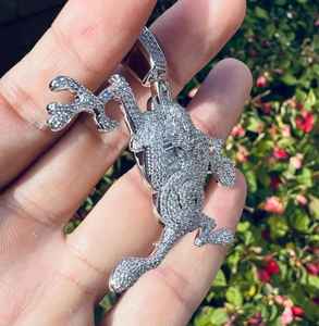 Pendentif grenouille en argent sterling 925 avec diamant Moissanite, serti VVS, taille ronde, style Hip Hop, motif dessin animé personnalisé, pour unisexe - Product Image 3