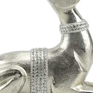Figurine de renne en résine argentée, 26 cm de hauteur x 8,5 cm de largeur x 22,5 cm de longueur, décoration de Noël, ornement de table glamour, animal fait main - Product Image 3