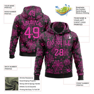 Custom Logo & Printed Halloween Hoodie <b>Men's</b> Black <b>Pink</b> Pattern Casual Hooded <b>Sweatshirt</b> Regular Fit Autumn Wear - Product Image 2
