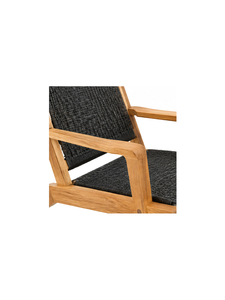 Sillón Moderno Escandinavo de Madera con Tapicería de Tela Negra, Estructura de Madera Sólida, Mueble para Interiores y Exteriores - Product Image 5