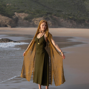 Chaleco largo transparente con capucha, ropa de algodón estilo bohemio, prenda para llevar sobre otras prendas, ropa de uso diario para mujer - Product Image 2