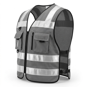 Custom logo Hi Vis Workwear Reflective Safety Vests 100 Polyester Black Construction Vest Without Pocket - Product Image 3
