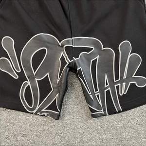 Custom Breathable Polyester/Cotton Mens Summer Two Piece Set Embroidered Crew Neck T Shirt Jogger Shorts Raw Hem Streetwear - Product Image 3