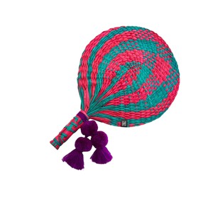 Ethnic style pink teal woven seagrass <b>fan</b> handmade decorative <b>hand</b> <b>fan</b> traditional handheld cooling <b>fan</b> for summer outdoor event - Product Image 4
