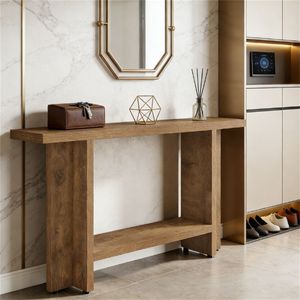 Tavolo Consolle Intelligente a Doppio Strato, Tavolo da Divano Stile Rustico, Tavolo per Corridoio e Ingresso - Product Image 1