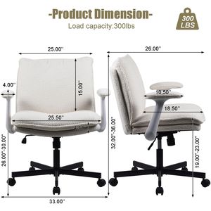 Sedia da Ufficio con Telaio Incrociato e Rotelle, Design Ergonomico a Gambe Incrociate, Braccioli Pieghevoli, Seduta Ampia Imbottita - Product Image 2