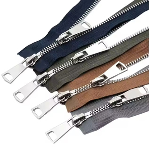 Open-End No. 5 Metal Zipper <b>Silver</b> Teeth for Vest Coat Pants <b>Jacket</b> Cotton-Padded Material - Product Image 1
