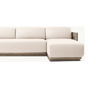 Modern Luxury Outdoor Sectional <b>Sofa</b> Set Solid Teak Wood Contemporary Design Patio Lounge Couch With Wooden Side Panel - Product Image 6
