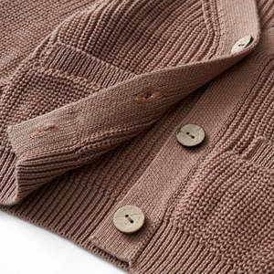 Cárdigan Unisex de Punto Premium de Color Sólido para Bebé, Cuello en V, Manga Larga, 100% Algodón, Informal, Invierno, Capa Única, con Bolsillo, Ecológico - Product Image 4