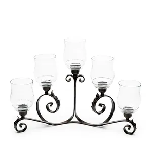 Premium Handmade <b>Candle</b> <b>Holder</b> OEM ODM Private Label Factory ManufacturingIron Candelabra With 5 Glass <b>Candle</b> <b>Holders</b> For Home - Product Image 1