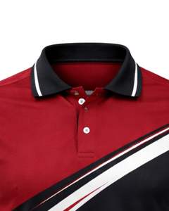 เสื้อโปโลชายสีแดงดำแบบกำหนดเอง แขนสั้น ตัดต่อสีตัดกัน สวมใส่สบาย ระบายอากาศได้ดี ผลิตจากโพลีเอสเตอร์ เหมาะสำหรับกีฬากอล์ฟ เทนนิส และเป็นชุดยูนิฟอร์ม - Product Image 5