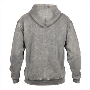 Sweat-shirt à capuche vintage en molleton épais, délavé à l'acide, avec strass et motif aigle, coupe droite, style streetwear, personnalisable, vente en gros pour hommes - Product Image 2