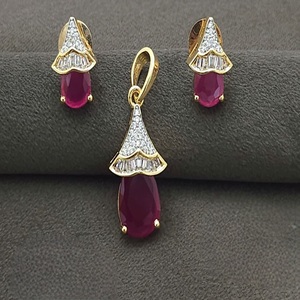 <b>Beautiful</b> Premium Quality Gold White Finish Designer Pendant Necklace Set with <b>Earrings</b> for Wedding Party Women Wear Collection - Product Image 2
