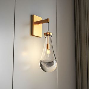 Set di Applique da Parete Moderne in Oro, Due Luci a Goccia in Ottone e Vetro, Illuminazione per Interni, Lampade da Parete per Vanità - Product Image 3