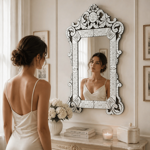 Elegant Antique Style Venetian Baroque <b>Mirror</b> | Luxury Decorative Glass Wall <b>Mirror</b> for Living Room, Bedroom & Hotel Interiors - Product Image 4