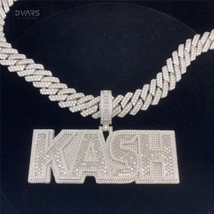 Pendentif de luxe en moissanite VVS, style hip-hop, avec initiale, logo, breloques personnalisées en argent 925 plaqué or - Product Image 1