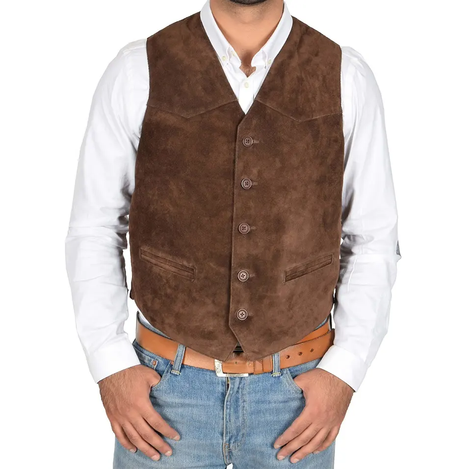 leather vest men brown genuine suede leather vest motorcycle