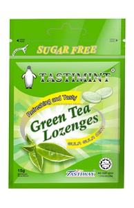 HALAL Malaysia Sugar-Free Lemon Mint Flavored Green Tea Candy Tastimint Lozenges Tablet Bag Sorbitol 15g 24 Months Shelf Life - Product Image 2