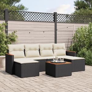 Set Divano da Giardino in Rattan Nero con Cuscini, 4 Posti, Arredamento da Esterno Stile Contemporaneo - Product Image 1