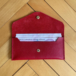 Handmade leather <b>cash</b> <b>envelope</b> featuring multiple compartments genuine cowhide leather secure closure compact storage for sale - Product Image 3