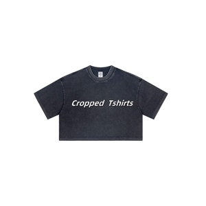 T-shirt Crop Top Oversize 220g pour Femme en Coton Biologique Tricoté Personnalisable Respirant - Product Image 3