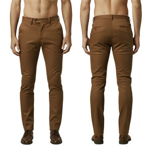 Pantalones de hombre color burdeos con revestimiento de PU, corte recto, frente liso, cierre de botón, lavado a la piedra, estilo moto, cintura alta, bolsillos laterales - Product Image 3