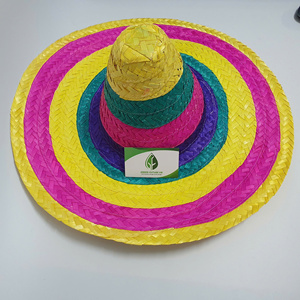 Sombrero de Paja Estilo Mexicano con Adornos Multicolores, Venta al por Mayor, para Festivales, Celebraciones, Playa, Protección Solar - Product Image 1