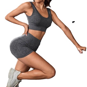 Short de course sans couture de haute qualité pour femmes ensemble de Yoga et tenues d'entraînement Scrunch bout à bout sport motif solide grande taille vêtements de Fitness - Product Image 6