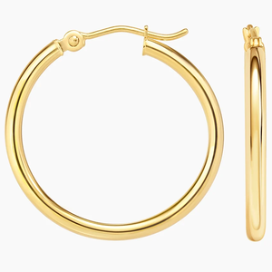Pendientes de Aro Unisex de Oro Amarillo con Diamantes, Oro de 14K, Clásicos de Lujo, Redondos, para Uso Diario - Product Image 5