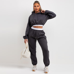 Conjunto Deportivo Informal para Mujer, Top Corto Negro, Conjunto Deportivo de Dos Piezas, Ropa de Entrenamiento, para Correr - Product Image 2