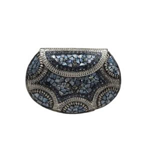 Handcrafted Mother of Pearl Mosaic Velvet Chain Strap Luxury Floral <b>Clutch</b> <b>Bag</b> for Women <b>Wedding</b> Evening Events - Product Image 1